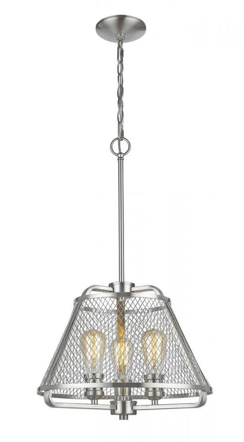 Z-Lite Iuka 3 Light Pendant in Brushed Nickel Finish Model: 451-16BN