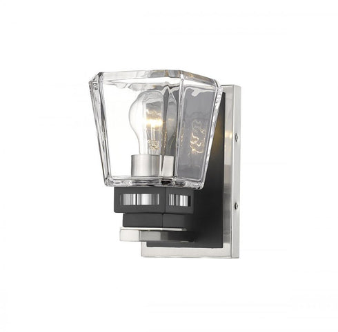 Z-Lite Jackson 1 Light Wall Sconce in Brushed Nickel + Matte Black Finish Model: 474-1S-BN-MB