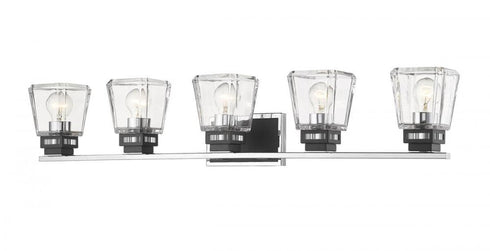 Z-Lite Jackson 5 Light Vanity in Chrome + Matte Black Finish Model: 474-5V-CH-MB