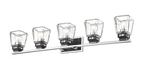 Z-Lite Jackson 5 Light Vanity in Chrome + Matte Black Finish Model: 474-5V-CH-MB