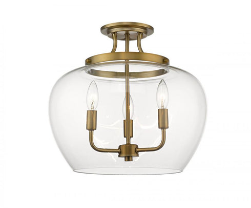 Z-Lite Joliet 3 Light Semi Flush Mount in Brushed Nickel Finish Model: 473SF-BN