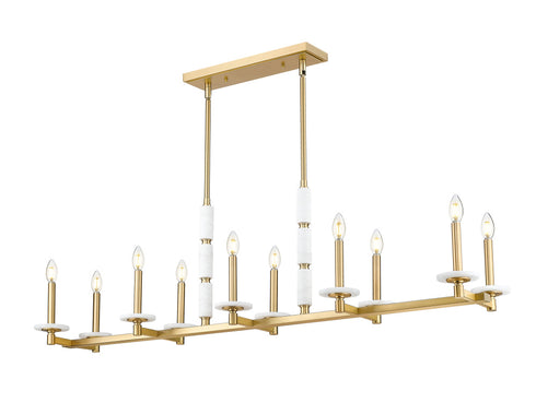 Z-Lite Kaden 10 Light Linear Chandelier in Matte Black Finish Model: 3045-10L-MB