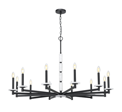 Z-Lite Kaden 12 Light Chandelier in Matte Black Finish Model: 3045-12MB