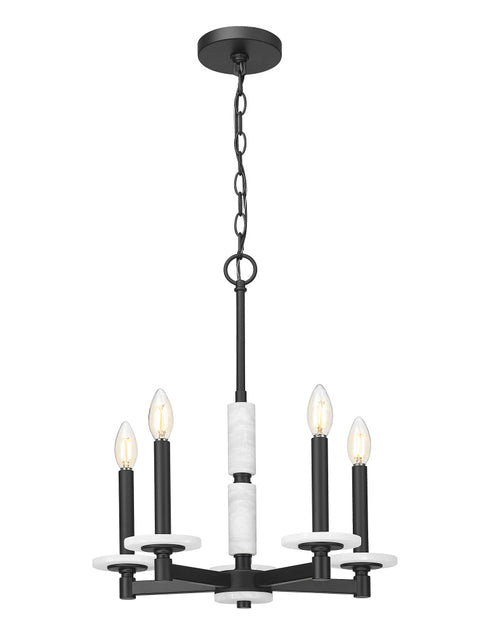 Z-Lite Kaden 5 Light Chandelier in Matte Black Finish Model: 3045-5MB