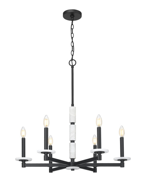 Z-Lite Kaden 6 Light Chandelier in Matte Black Finish Model: 3045-6MB