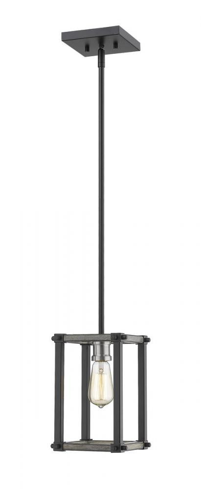 Z-Lite Kirkland 1 Light Pendant in Ashen Barnboard Finish Model: 472MPS-ABB