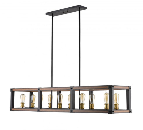 Z-Lite Kirkland 10 Light Linear Chandelier in Rustic Mahogany Finish Model: 472-10L-RM