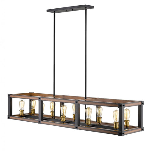 Z-Lite Kirkland 10 Light Linear Chandelier in Rustic Mahogany Finish Model: 472-10L-RM