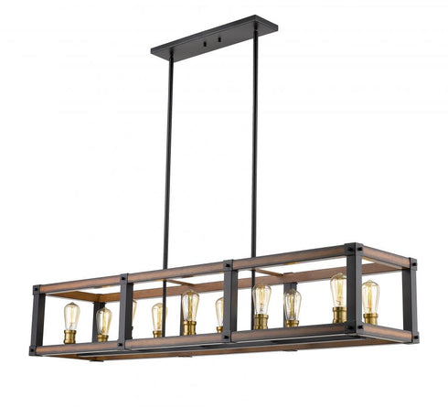 Z-Lite Kirkland 10 Light Linear Chandelier in Rustic Mahogany Finish Model: 472-10L-RM