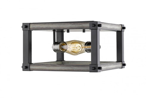 Z-Lite Kirkland 2 Light Flush Mount in Ashen Barnboard Finish Model: 472F2S-ABB