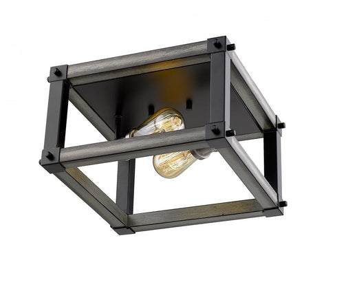 Z-Lite Kirkland 2 Light Flush Mount in Ashen Barnboard Finish Model: 472F2S-ABB