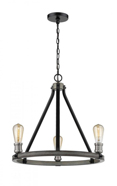Z-Lite Kirkland 3 Light Chandelier in Ashen Barnboard Finish Model: 472-3ABB