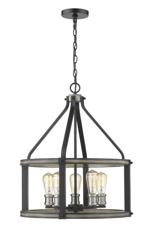 Z-Lite Kirkland 5 Light Chandelier in Ashen Barnboard Finish Model: 472-5D-ABB