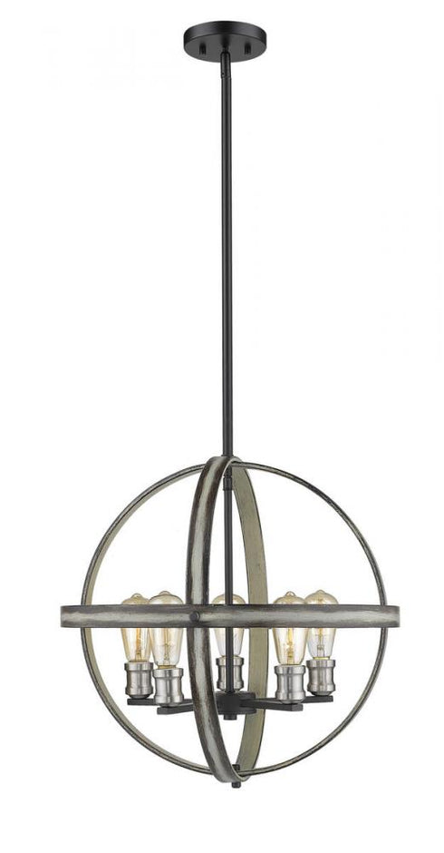 Z-Lite Kirkland 5 Light Chandelier in Ashen Barnboard Finish Model: 472B20-ABB