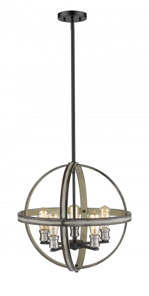 Z-Lite Kirkland 5 Light Chandelier in Ashen Barnboard Finish Model: 472B20-ABB