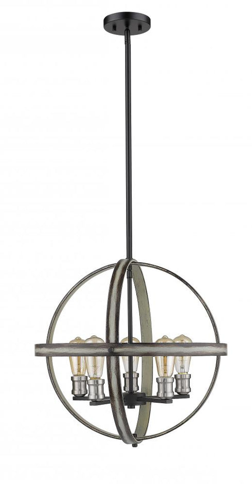 Z-Lite Kirkland 5 Light Chandelier in Ashen Barnboard Finish Model: 472B20-ABB