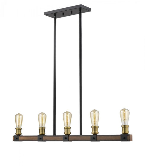 Z-Lite Kirkland 5 Light Linear Chandelier in Ashen Barnboard Finish Model: 472-5L-ABB