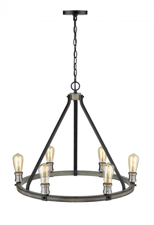 Z-Lite Kirkland 6 Light Chandelier in Ashen Barnboard Finish Model: 472-6ABB
