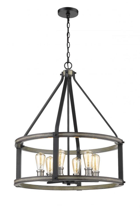Z-Lite Kirkland 6 Light Chandelier in Ashen Barnboard Finish Model: 472-6D-ABB
