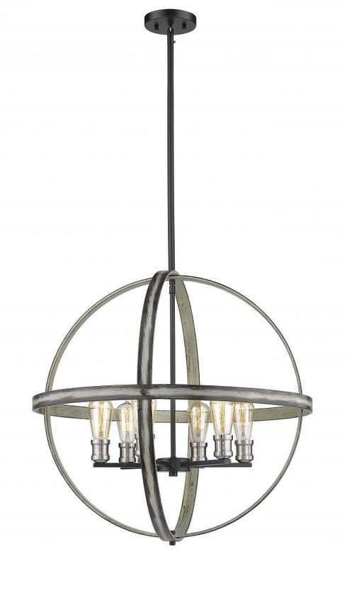 Z-Lite Kirkland 6 Light Chandelier in Ashen Barnboard Finish Model: 472B26-ABB