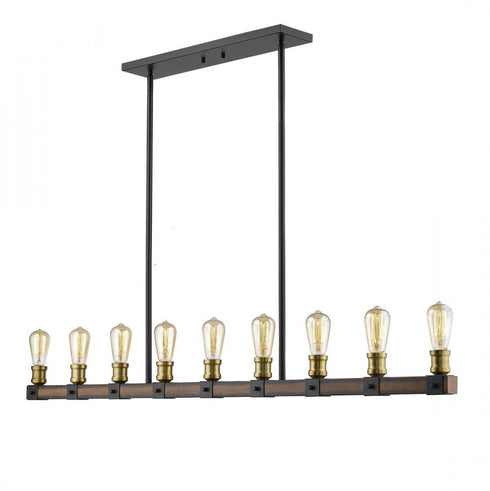 Z-Lite Kirkland 9 Light Linear Chandelier in Ashen Barnboard Finish Model: 472-9L-ABB