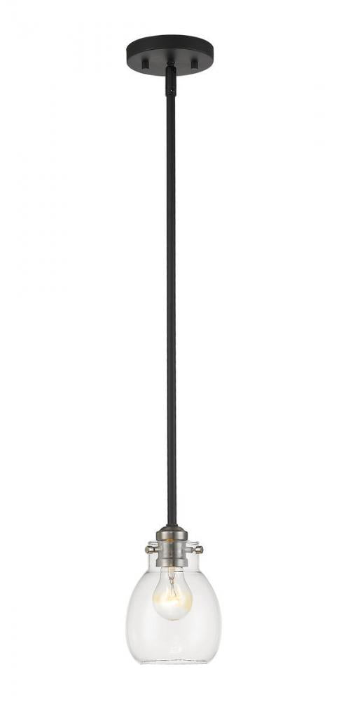 Z-Lite Kraken 1 Light Pendant in Matte Black + Brushed Nickel Finish Model: 466MP-MB-BN