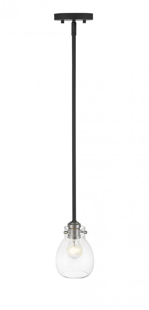 Z-Lite Kraken 1 Light Pendant in Matte Black + Brushed Nickel Finish Model: 466MP-MB-BN