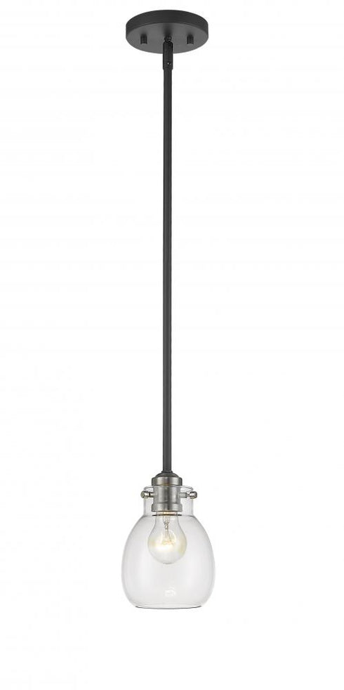 Z-Lite Kraken 1 Light Pendant in Matte Black + Brushed Nickel Finish Model: 466MP-MB-BN