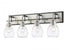 Z-Lite Kraken 4 Light Vanity in Matte Black + Brushed Nickel Finish Model: 466-4V-MB-BN