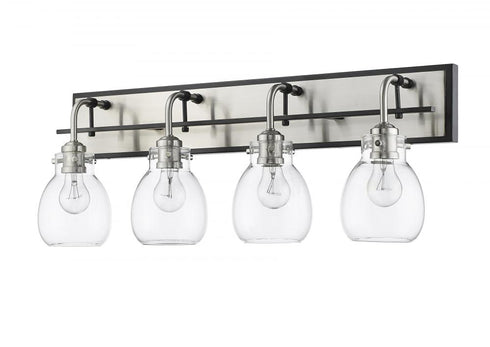 Z-Lite Kraken 4 Light Vanity in Matte Black + Brushed Nickel Finish Model: 466-4V-MB-BN