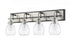 Z-Lite Kraken 4 Light Vanity in Matte Black + Brushed Nickel Finish Model: 466-4V-MB-BN