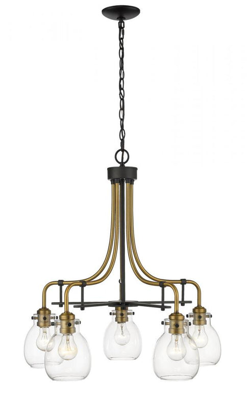 Z-Lite Kraken 5 Light Chandelier in Matte Black + Olde Brass Finish Model: 466-5MB-OBR