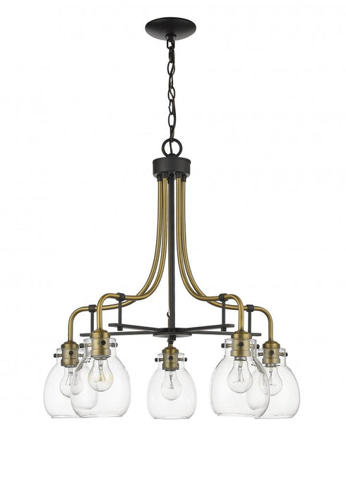 Z-Lite Kraken 5 Light Chandelier in Matte Black + Olde Brass Finish Model: 466-5MB-OBR
