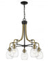 Z-Lite Kraken 5 Light Chandelier in Matte Black + Olde Brass Finish Model: 466-5MB-OBR