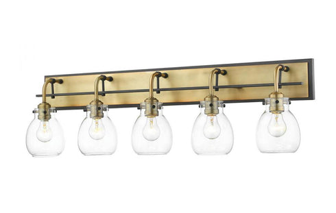 Z-Lite Kraken 5 Light Vanity in Matte Black + Brushed Nickel Finish Model: 466-5V-MB-BN