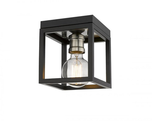 Z-Lite Kube 1 Light Flush Mount in Bronze + Olde Brass Finish Model: 480F1-BRZ-OBR