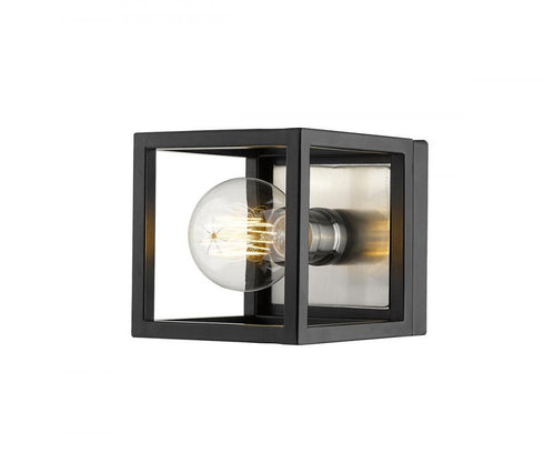 Z-Lite Kube 1 Light Wall Sconce in Matte Black + Brushed Nickel Finish Model: 480-1S-MB-BN