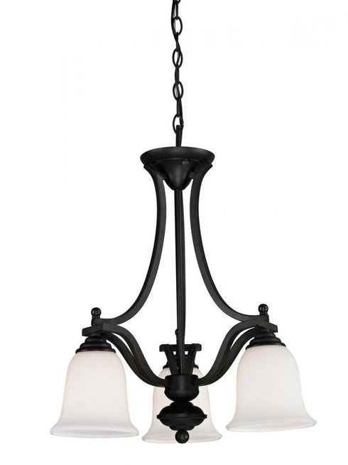 Z-Lite Lagoon 3 Light Chandelier in Matte Black Finish Model: 703-3-MB