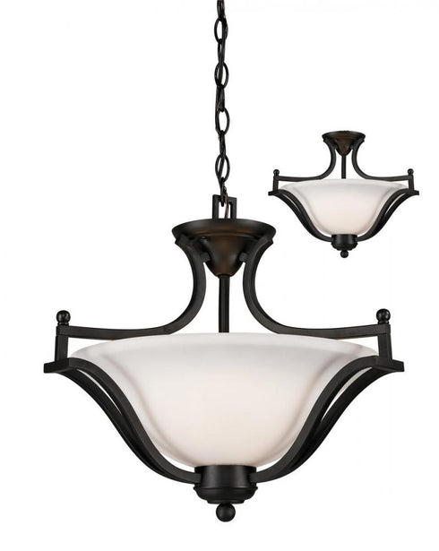 Z-Lite Lagoon 3 Light Pendant in Matte Black Finish Model: 703SFC-MB