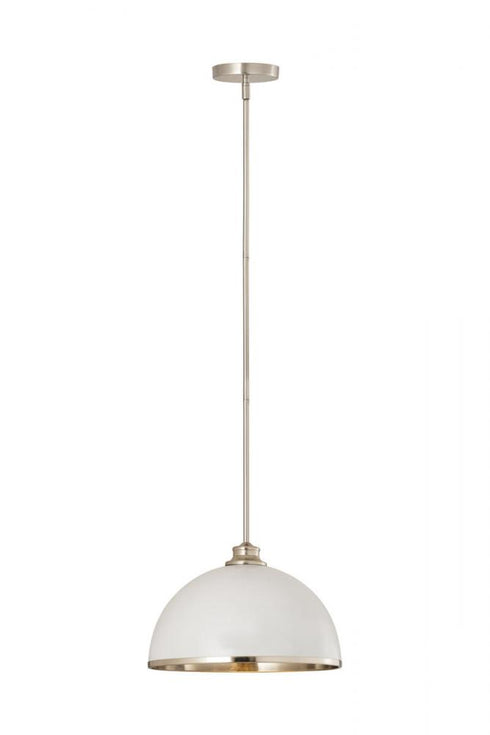 Z-Lite Landry 1 Light Pendant in Matte Black + Brushed Nickel Finish Model: 1004P14-MB-BN