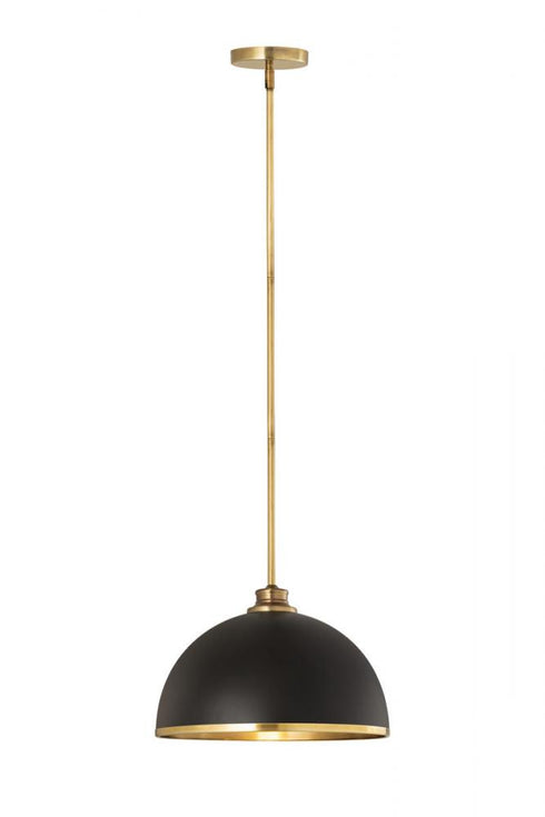 Z-Lite Landry 1 Light Pendant in Matte Black + Brushed Nickel Finish Model: 1004P14-MB-BN