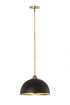 Z-Lite Landry 1 Light Pendant in Matte Black + Brushed Nickel Finish Model: 1004P14-MB-BN