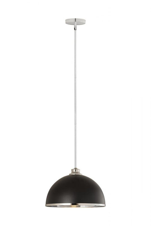 Z-Lite Landry 1 Light Pendant in Matte Black + Brushed Nickel Finish Model: 1004P14-MB-BN