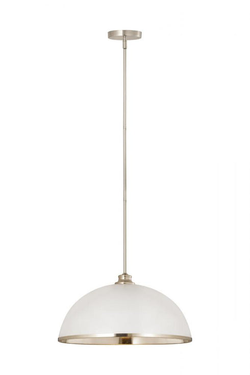 Z-Lite Landry 1 Light Pendant in Matte Black + Brushed Nickel Finish Model: 1004P20-MB-BN