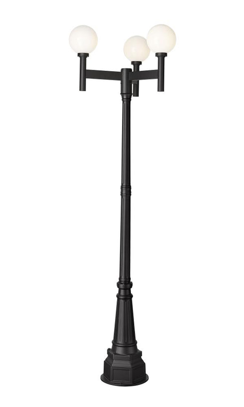 Z-Lite Laurent 3 Light Outdoor Post Mount Fixture in Black Finish Model: 597MP3-564P-BK
