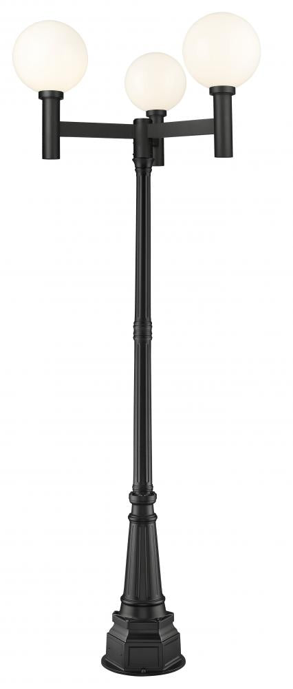 Z-Lite Laurent 3 Light Outdoor Post Mounted Fixture in Black Finish Model: 597BP3-564P-BK