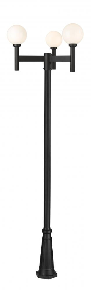 Z-Lite Laurent 3 Light Outdoor Post Mounted Fixture in Black Finish Model: 597MP3-519P-BK