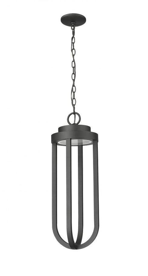 Z-Lite Leland 1 Light Outdoor Chain Mount Ceiling Fixture in Sand Black Finish Model: 5005CHB-BK-LED