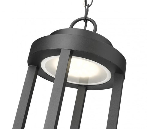 Z-Lite Leland 1 Light Outdoor Chain Mount Ceiling Fixture in Sand Black Finish Model: 5005CHB-BK-LED