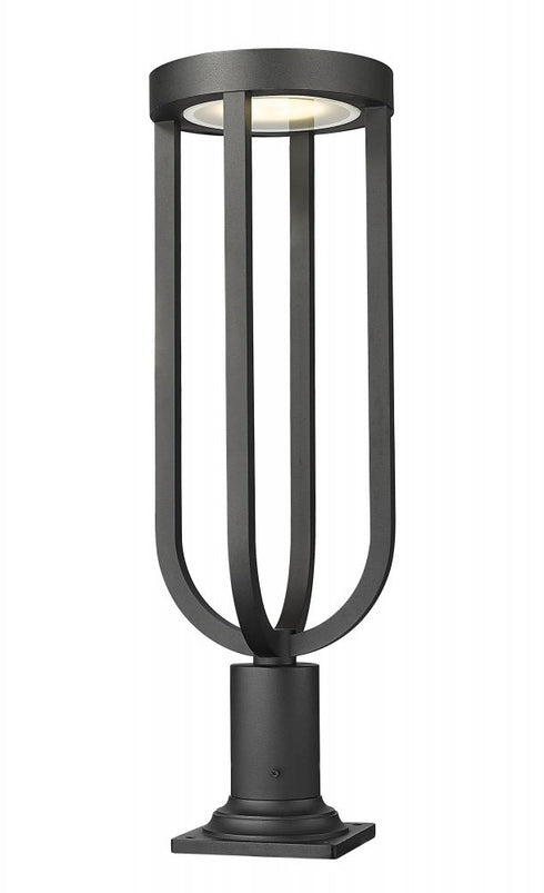 Z-Lite Leland 1 Light Outdoor Pier Mounted Fixture in Sand Black Finish Model: 5005PHB-533PM-BK-LED
